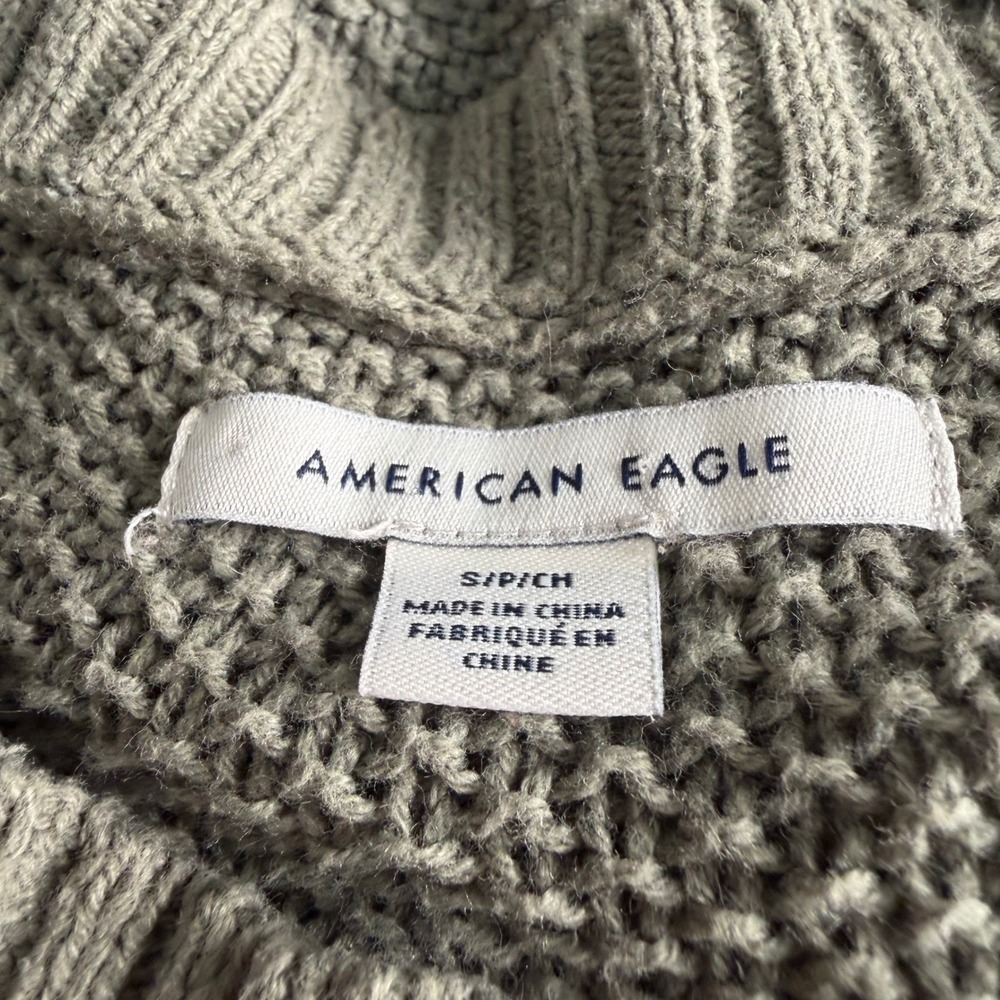 American Eagle Olive Green Henley Sweater Knit Size Small Granola Girl - Picture 3 of 7
